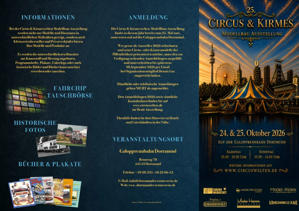 Flyer der Circus & Kirmeswelten Modellbau Ausstellung